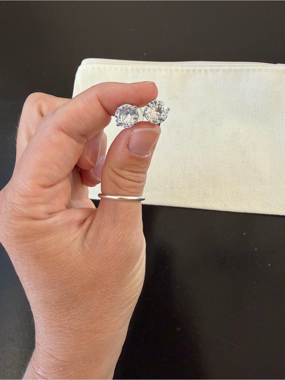 Clear Crystal Round Stud Earrings - Classic Sparkle. Never been worn.